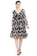 PAVONINE Black Color Flower Notch Midi For Girls