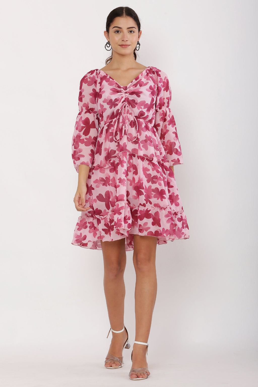 PAVONINE Maroon Color Flower Notch Midi For Girls