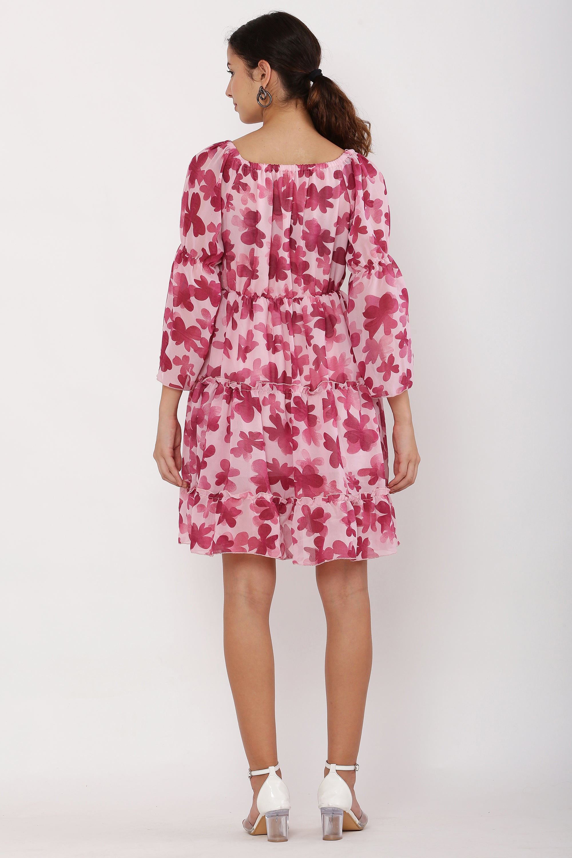 PAVONINE Maroon Color Flower Notch Midi For Girls