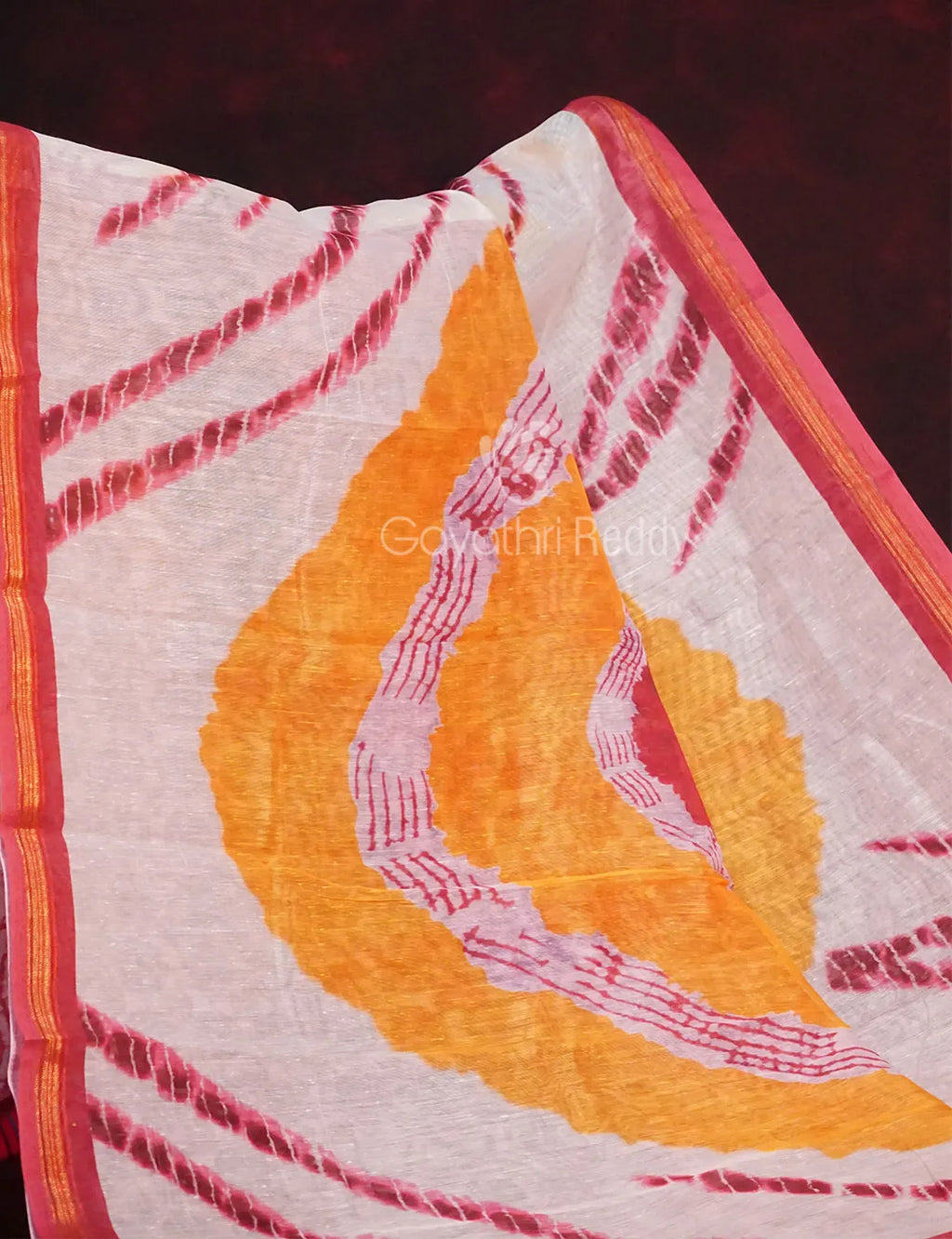 Milk White Colour With Shibori Bandhni Design All Over Print Semi Chanderi Saree By Gayathri Reddy Designer Studio