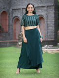 Juniper Womens Emeraldgreen Georgette Clothing Sets