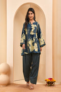 Vaasva Women Cobalt Blue Cotton Cord Set With Fashi Pant