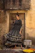 Juniper Women Black Georgette Printed Flared Dress