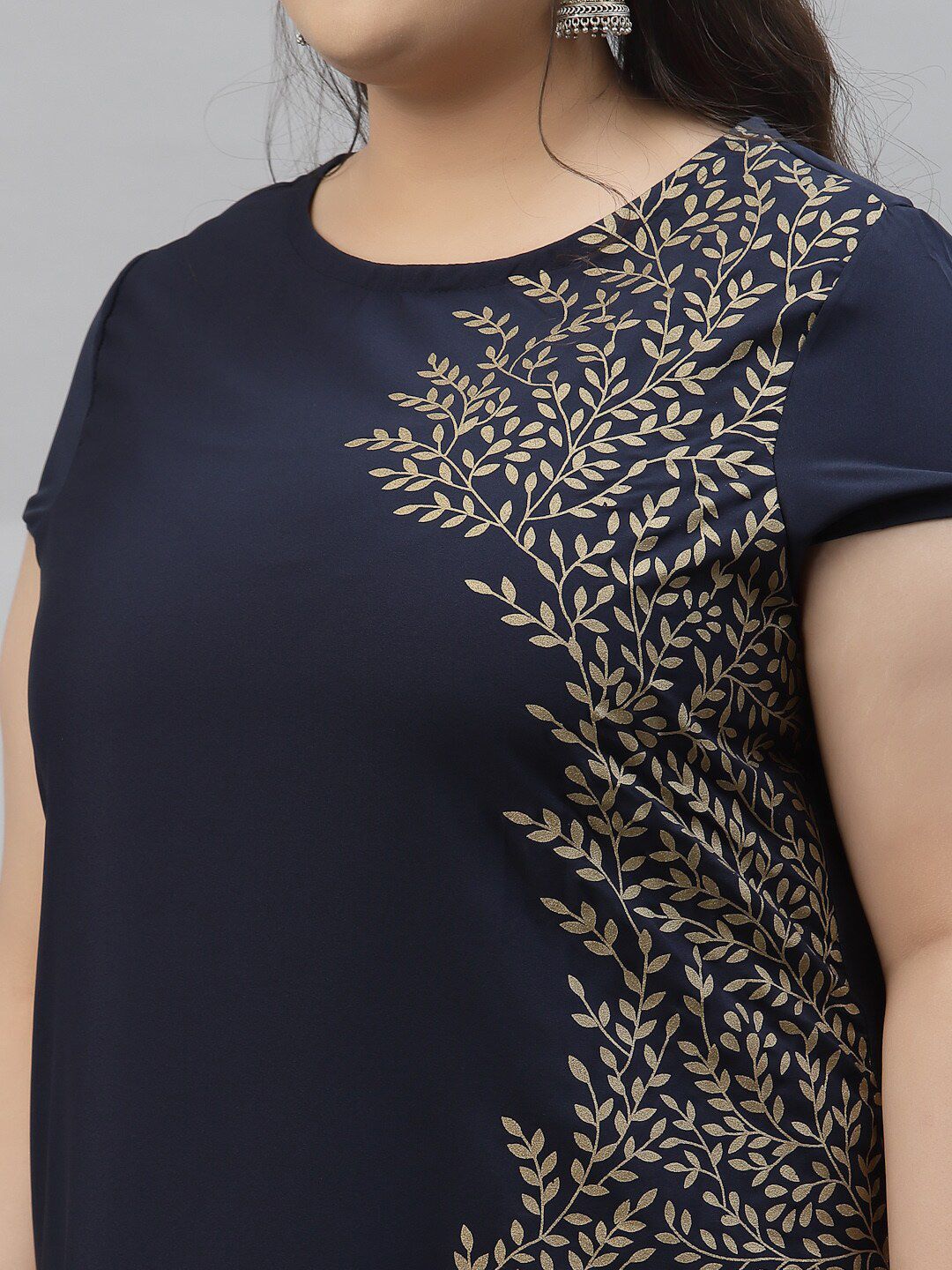 Sztori Plus Size Floral Printed Crepe Kurta