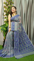 Exclusive Collection Grey Beautiful Jamdani Collection Saree
