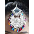 MS Fashion India Oxidized Silver Tone Indian Bridal Wear Mirror Maang Tikka