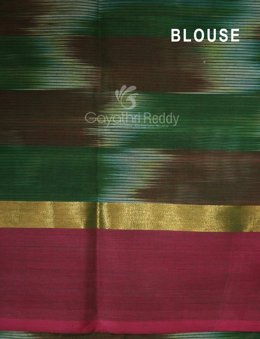 Dual Shades of Maroon And Brown Mangalagiri Ikkat Cotton Saree By Gayathri Reddy Designer Studio