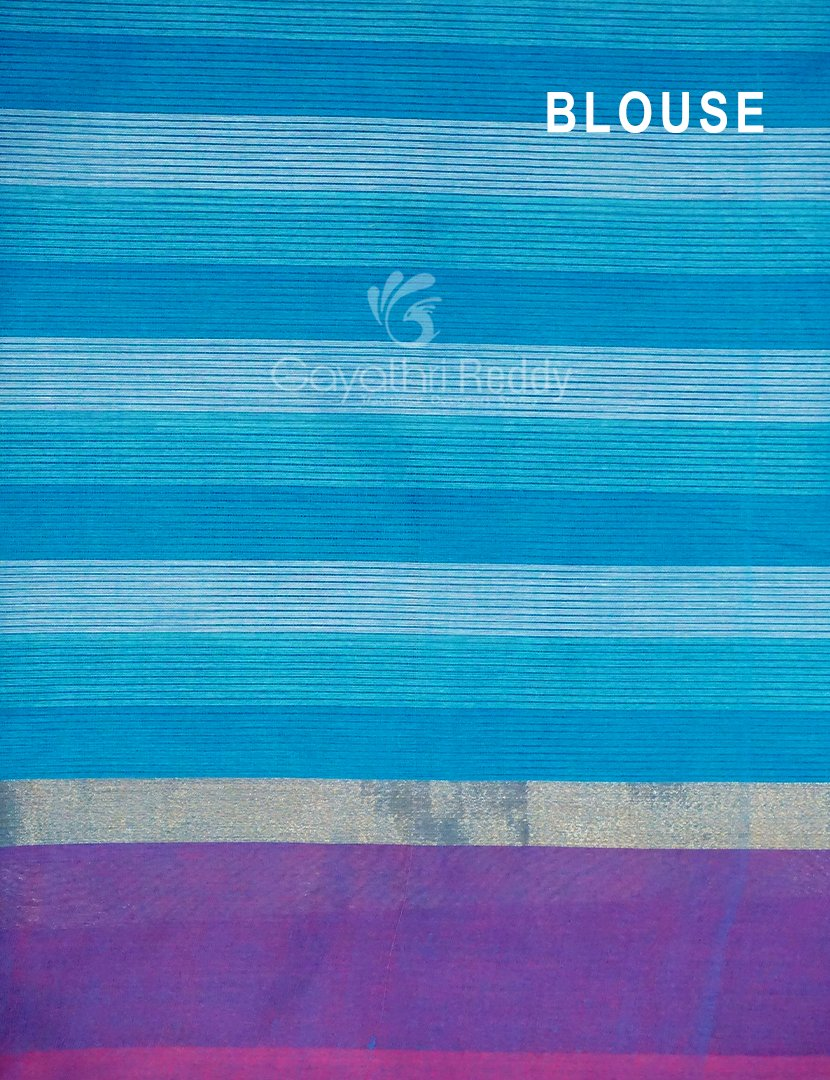 Sky Blue With Checks Pure Mangalgiri Cotton Saree By Gayathri Reddy Designer Studio