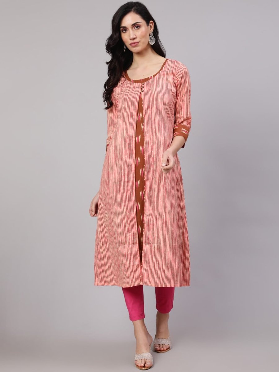 Aks Striped Cotton Kurta With Jacket