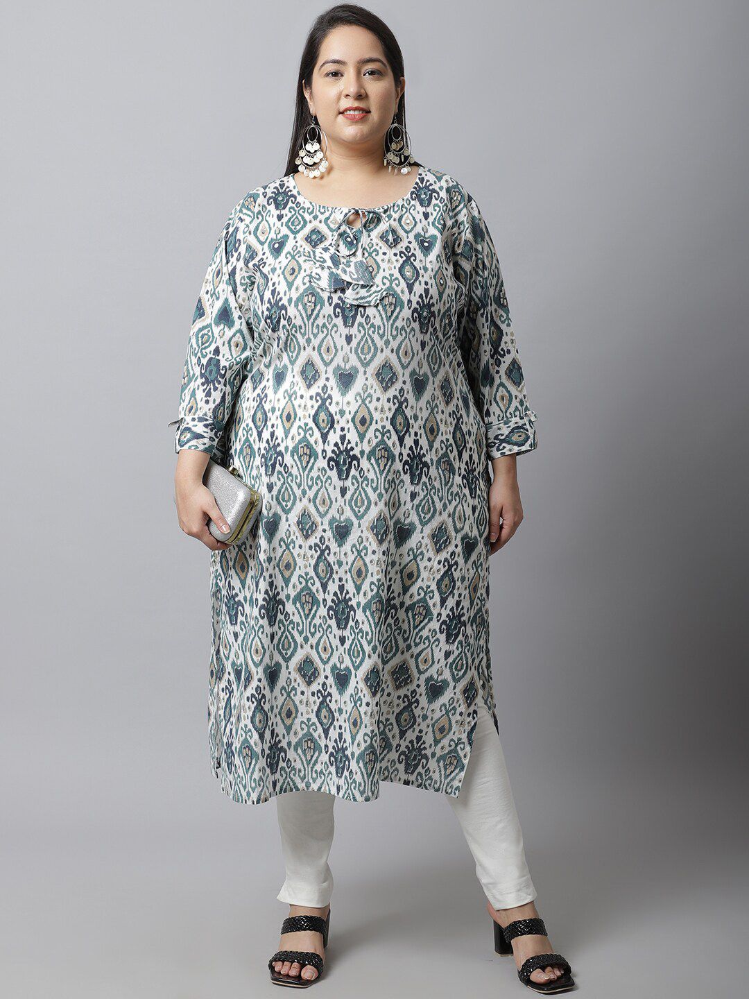 TAG 7 Women Plus Size Off White Solid Ankle Length Leggings