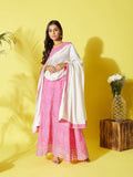 InWeave Pink Lehriya Top Set With Dupatta