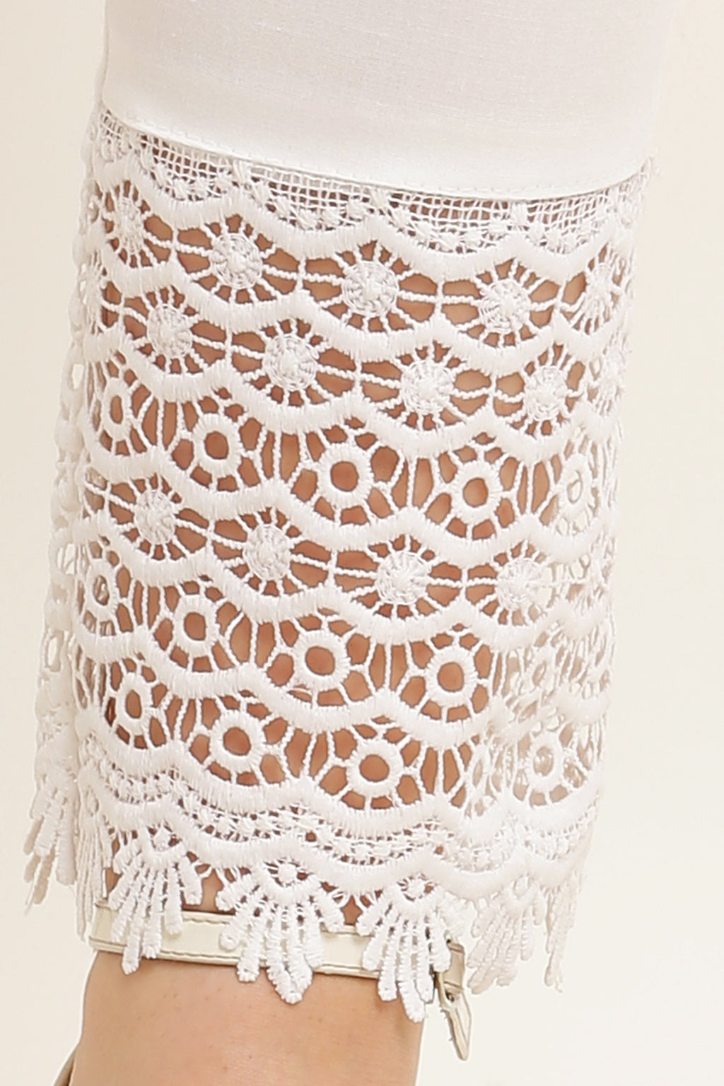 PAVONINE White Color Dot Kirosia Lace Hem Cotton Fabric Palazzo For Women