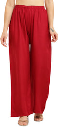 PAVONINE Maroon Color Straight Fit Rayon Fabric Palazzo