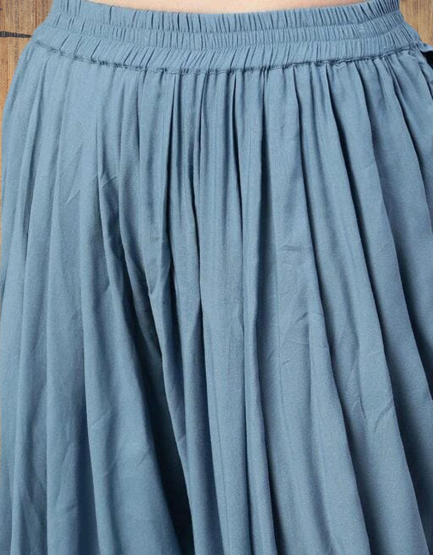 PAVONINE Grey Color Solid Beetel Rayon Fabric Patiala For Women & Girls