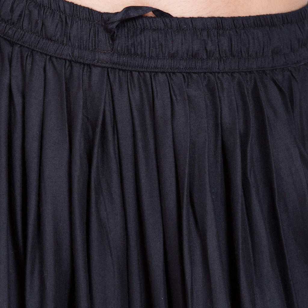 PAVONINE Black Color Solid Beetel Rayon Fabric Patiala For Women & Girls