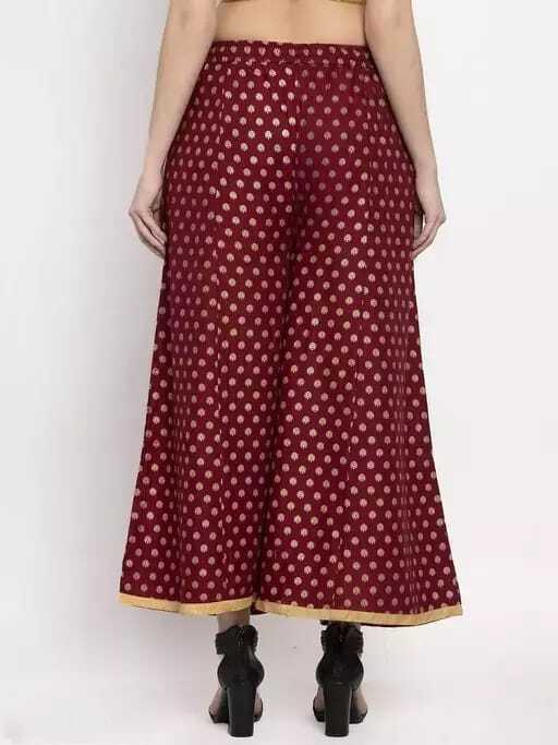 PAVONINE Maroon Color Rayon Fabric Sun Print Palazzo For Women