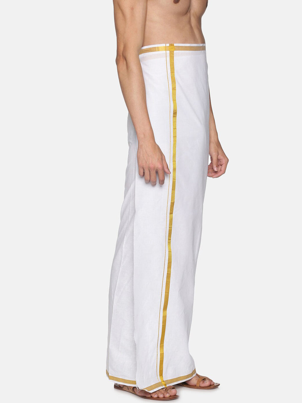 Sethukrishna Men White Solid Cotton Dhoti (GENIE-67335)