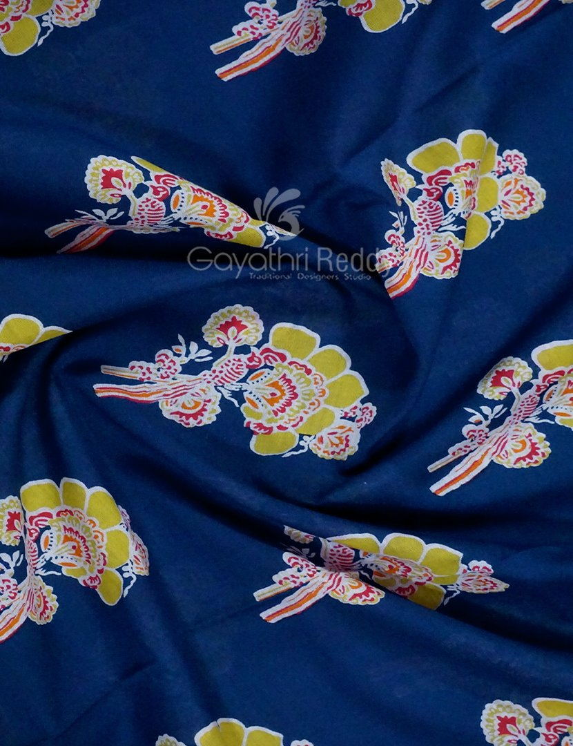 Block Print Indigo Blue Coloured Mulmul Cotton Saree By Gayathri Reddy Designer Studio