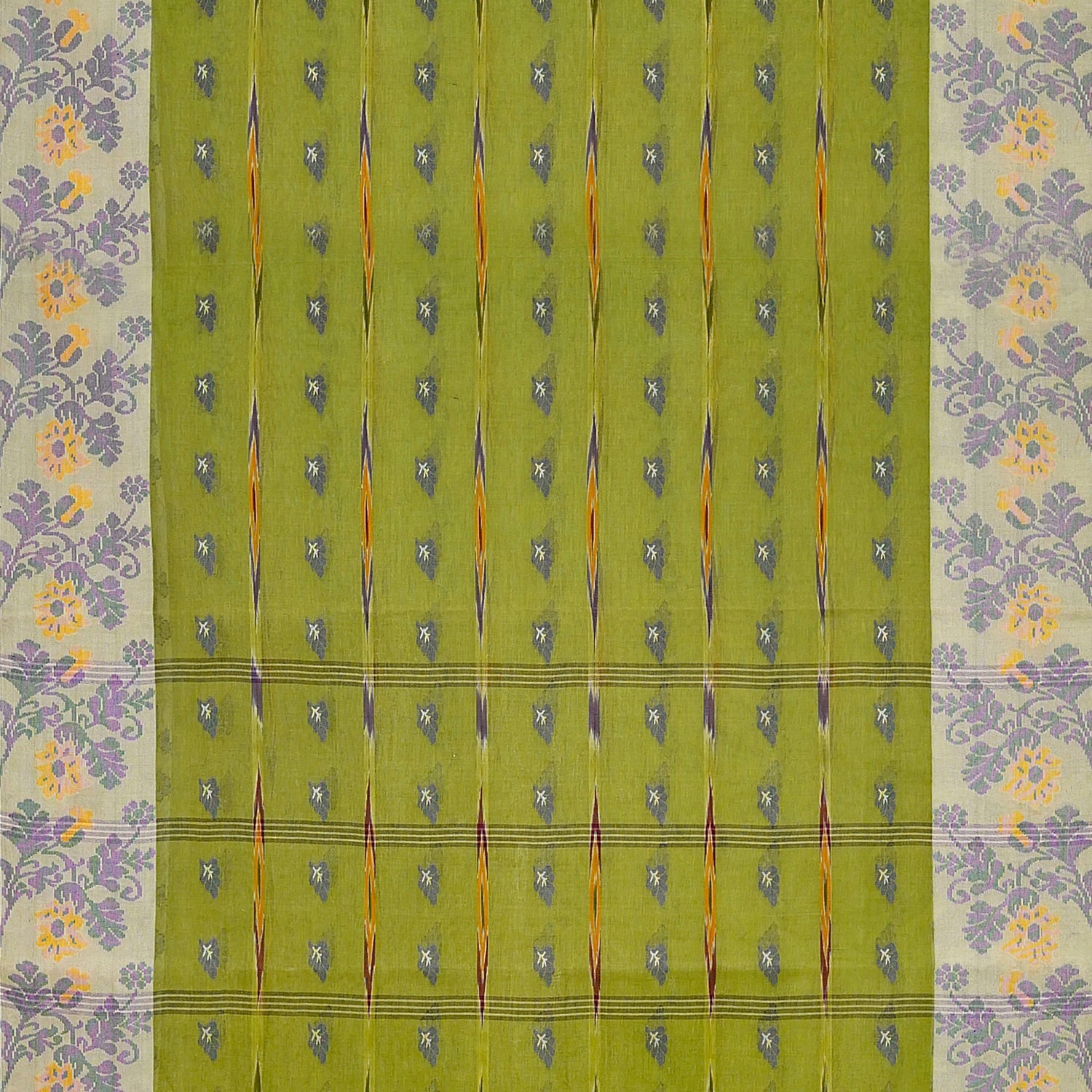 Exclusive Collection 100% Pure Cotton Olive Tant Saree With Hand Weaving Work