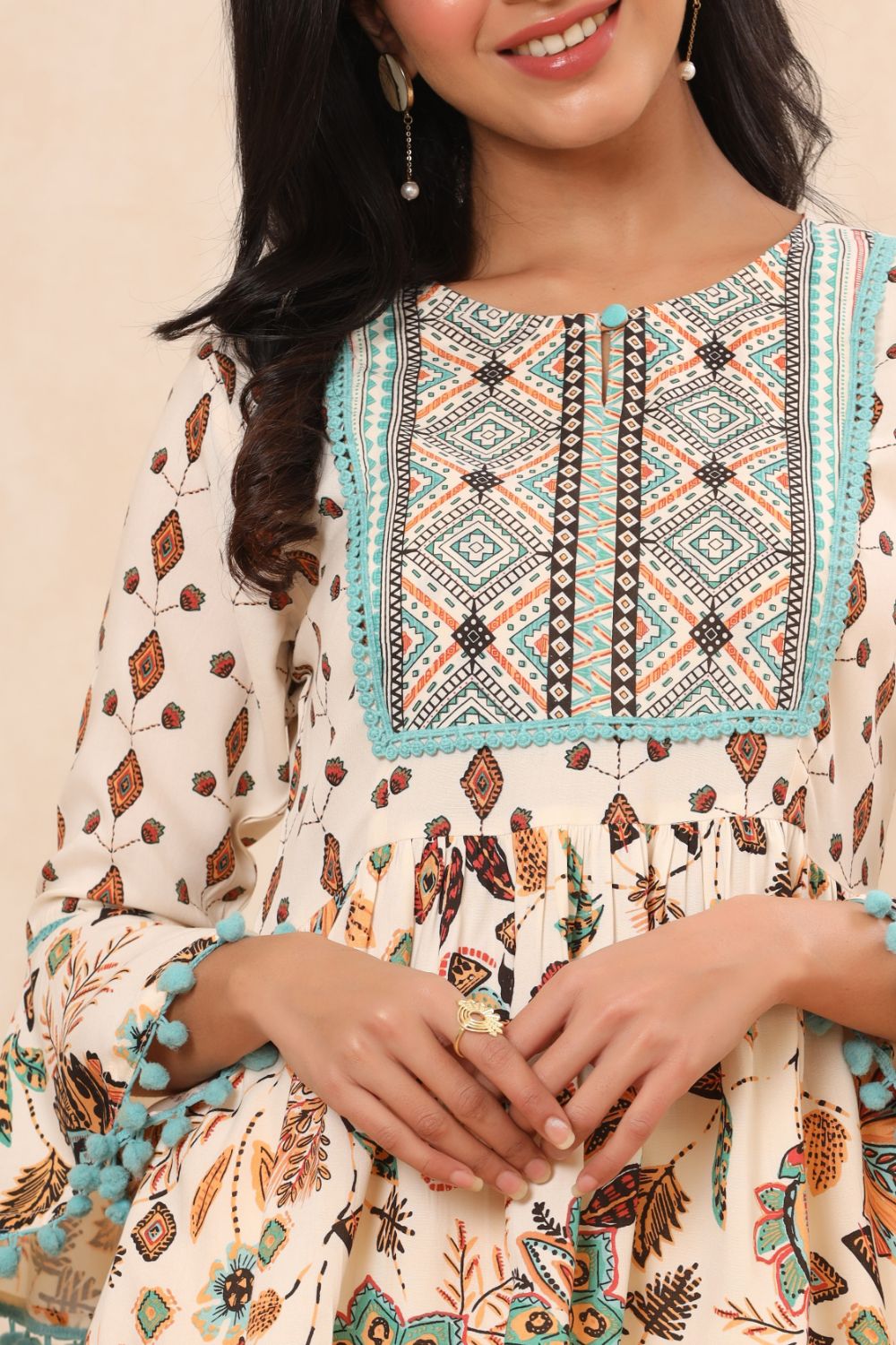 Juniper Womens Ivory Floral Printed Rayon Clothing Set