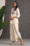 Juniper Womens Ivory Rayon Embroidered Peplum Clothing Set