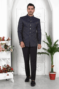 Raivat Ethnic Jacquard Silk Thread Work Jodhpuri In Navy Blue Colour