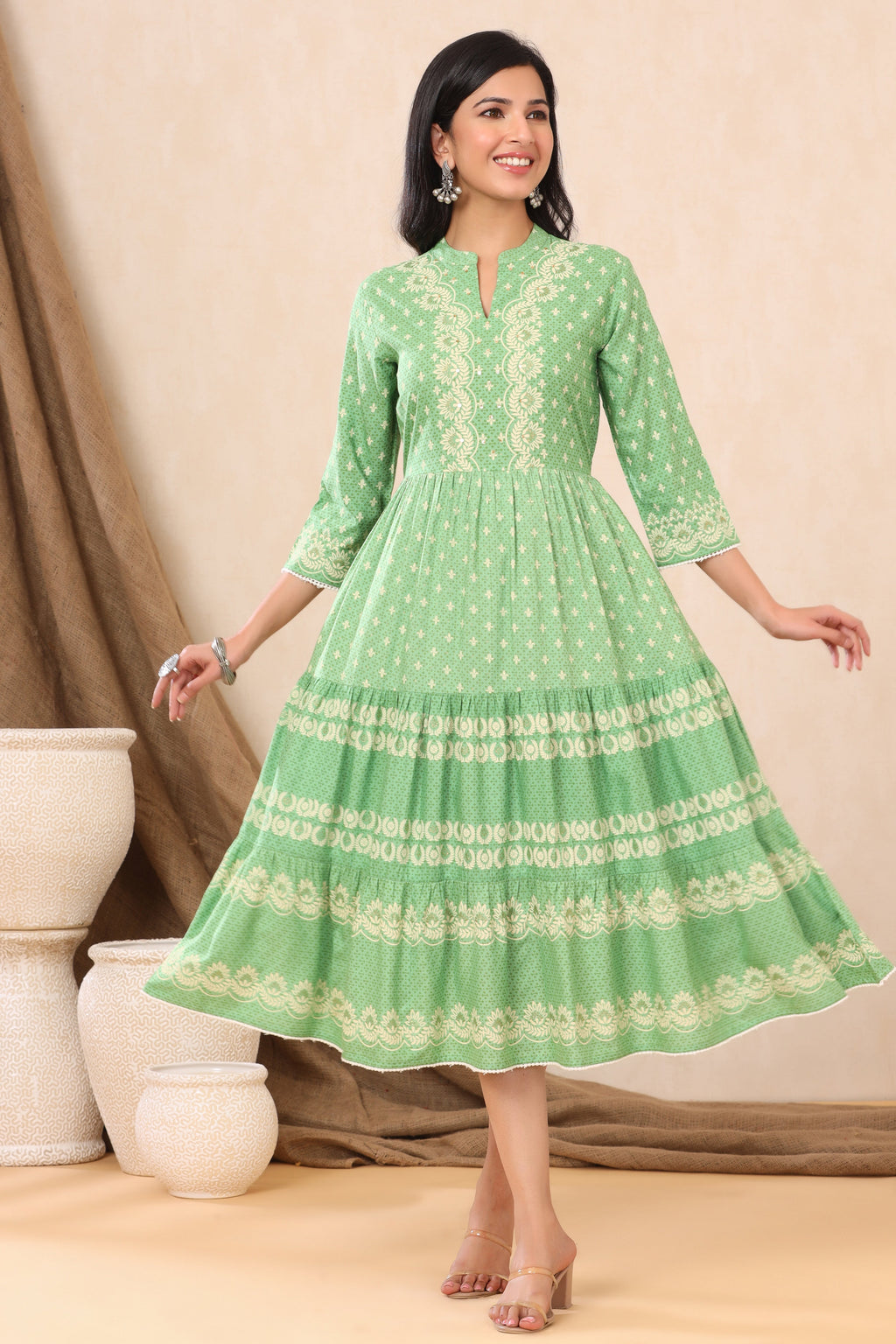 Juniper Green Viscose Rayon Dress