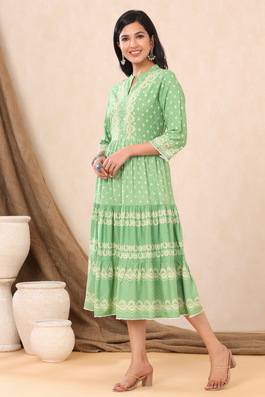 Juniper Green Viscose Rayon Dress