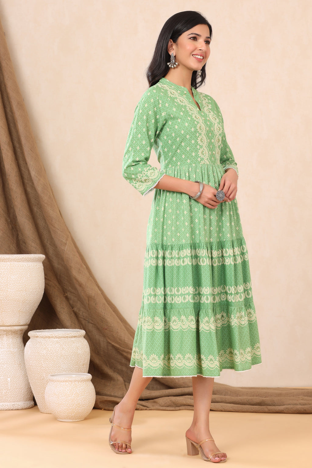 Juniper Green Viscose Rayon Dress