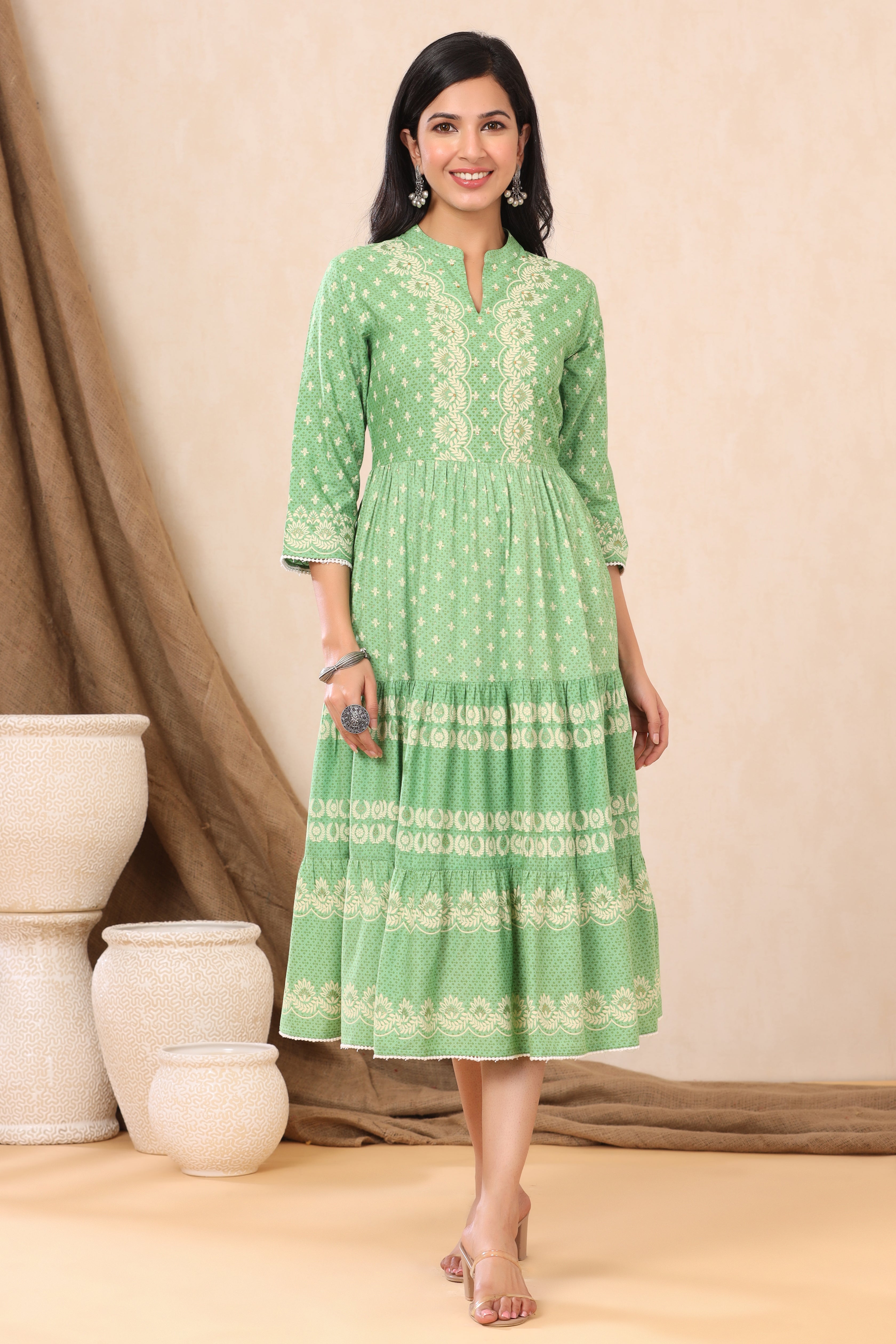 Juniper Green Viscose Rayon Dress