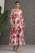 Juniper Women's White Chiffon Printed Flared Dress