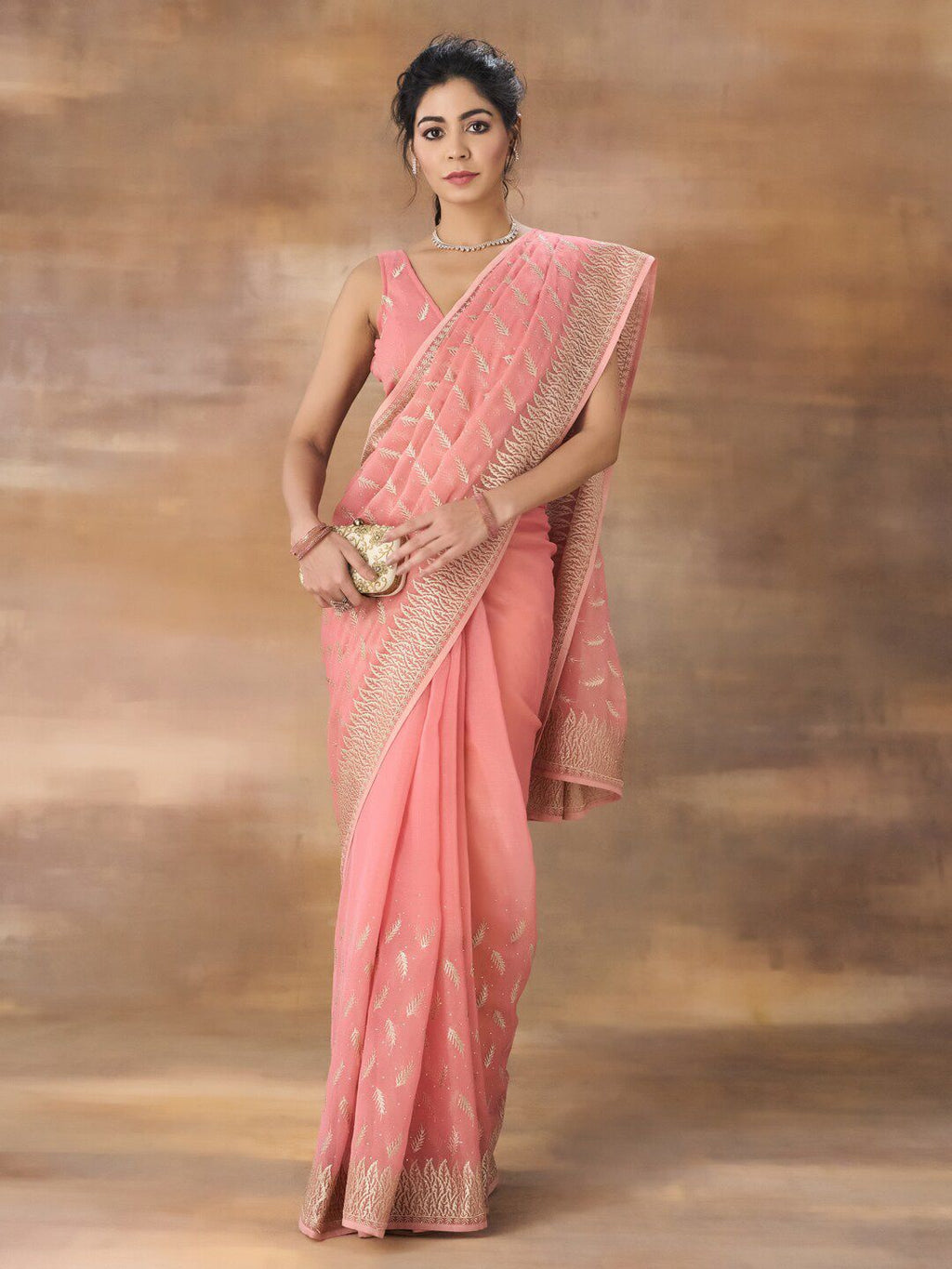 kasee Floral Embroidered Saree With Blouse Piece
