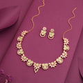 Tehzeeb Creations Gold Pleate Sea Green Choker Necklace With Stud