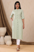 Juniper Womens Mint Cotton Flex Solid A-Line Kurta