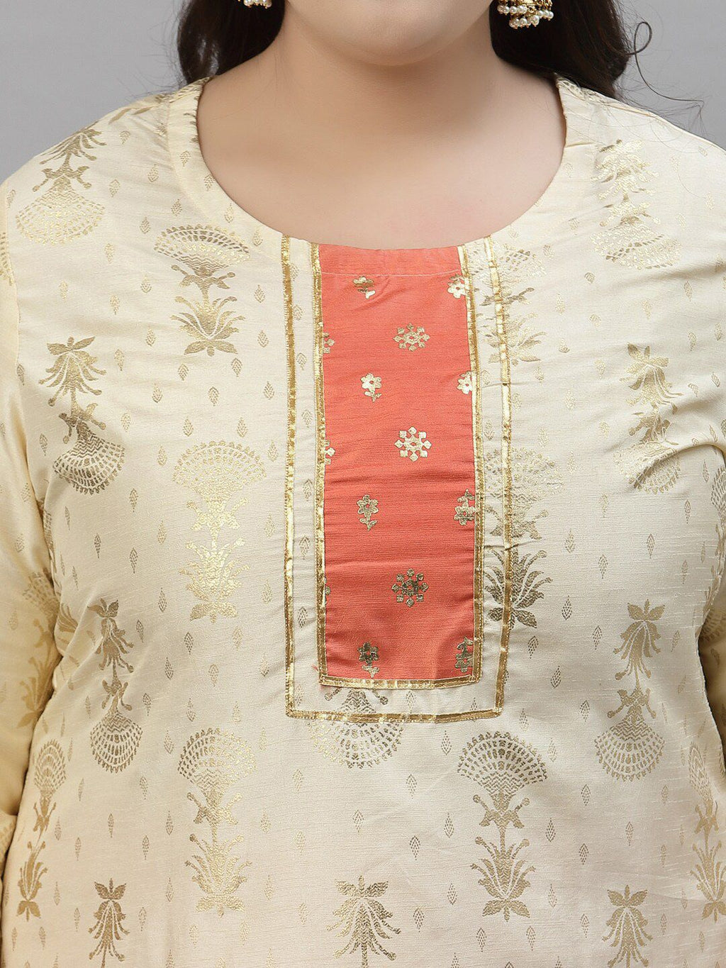 Sztori Plus Size Floral Printed Regular Kurta With Trousers