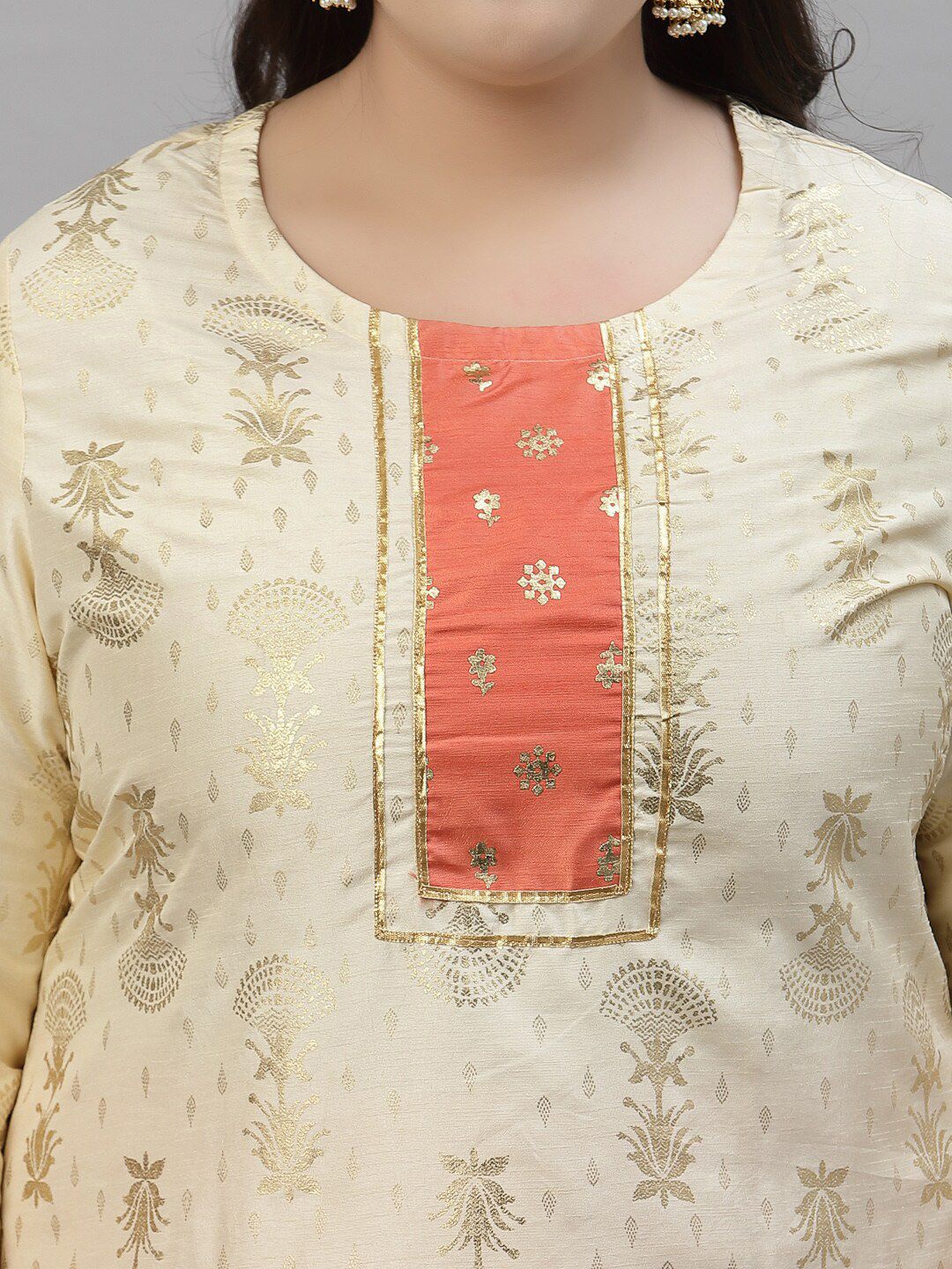 Sztori Plus Size Floral Printed Regular Kurta With Trousers