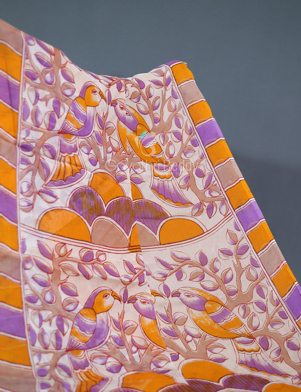 Shades Of Orange With Off-White Colour Leheriya Georgette Saree By Gayathri Reddy Designer Studio
