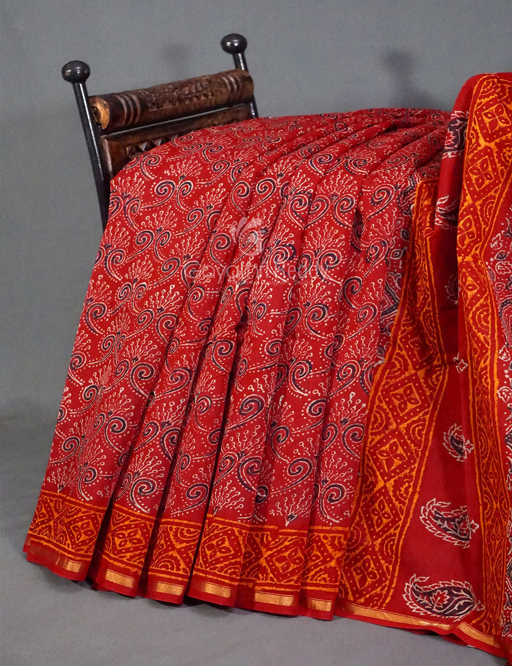 Shades of Red Chanderi Print Saree By Gayathri Reddy Designer Studio
