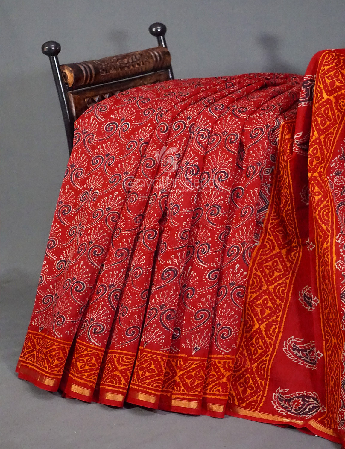 Shades of Red Chanderi Print Saree By Gayathri Reddy Designer Studio