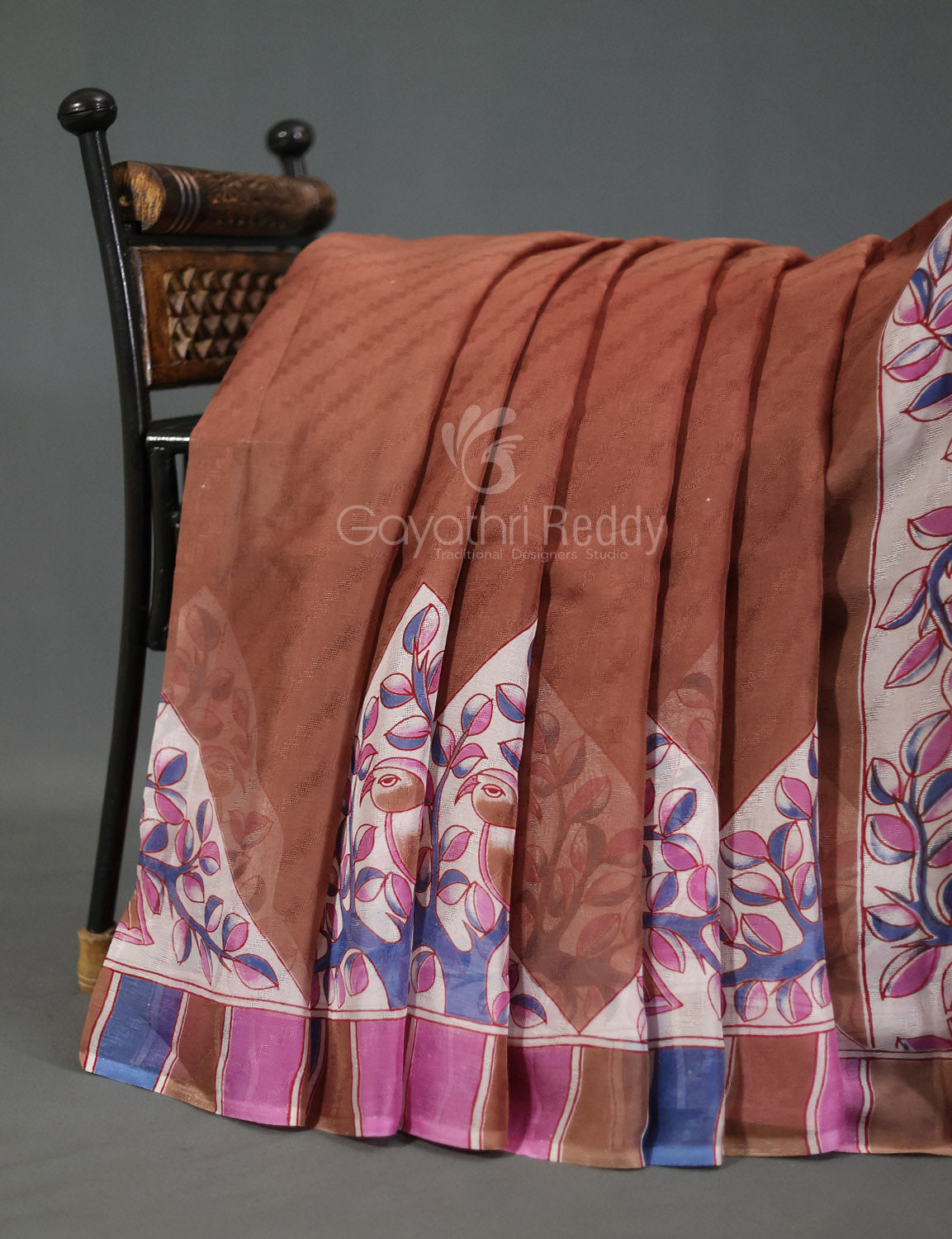 Chikoo With Off White Colour Leheriya Georgette Saree By Gayathri Reddy Designer Studio