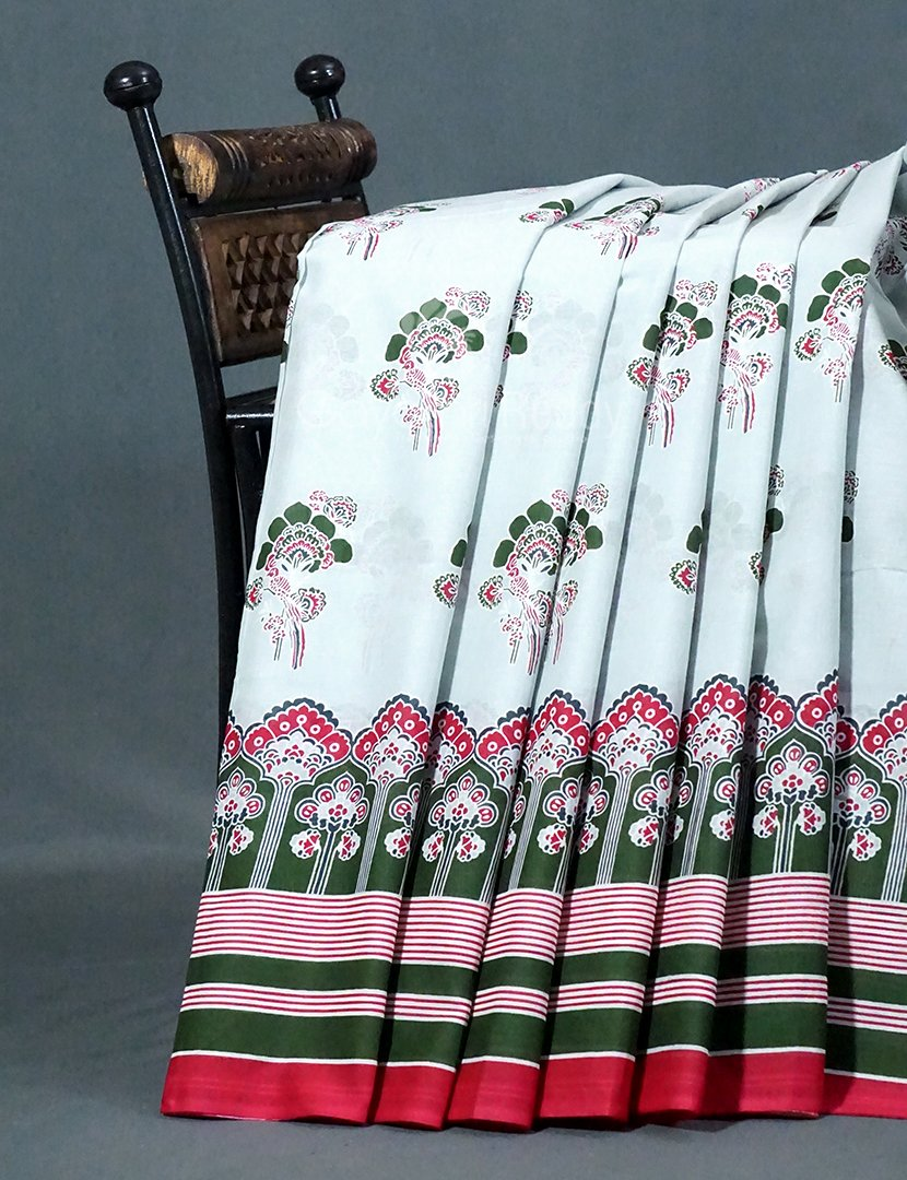 Block Print Light Pista Coloured Mulmul Cotton Saree By Gayathri Reddy Designer Studio