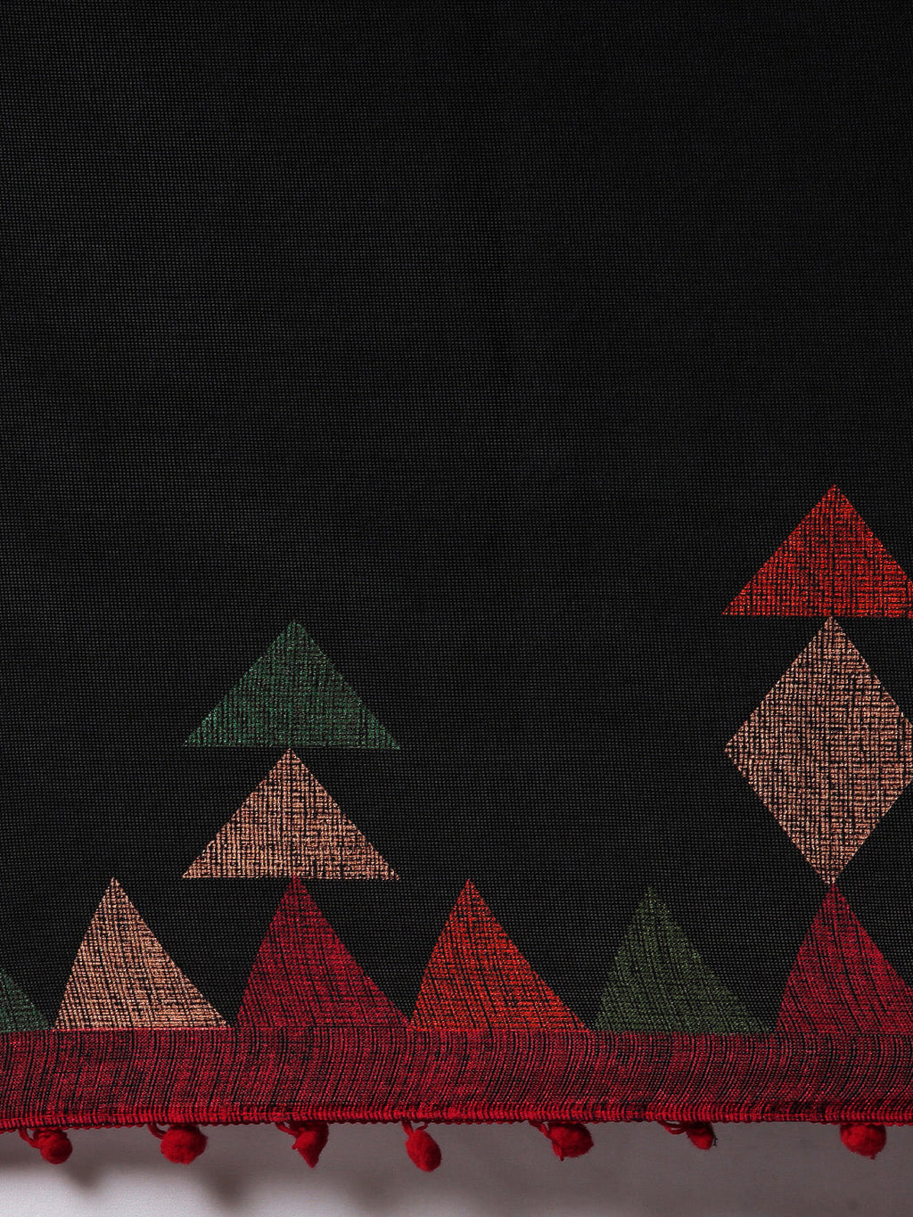 Tikhi Imli Black & Red Polycotton Printed Saree