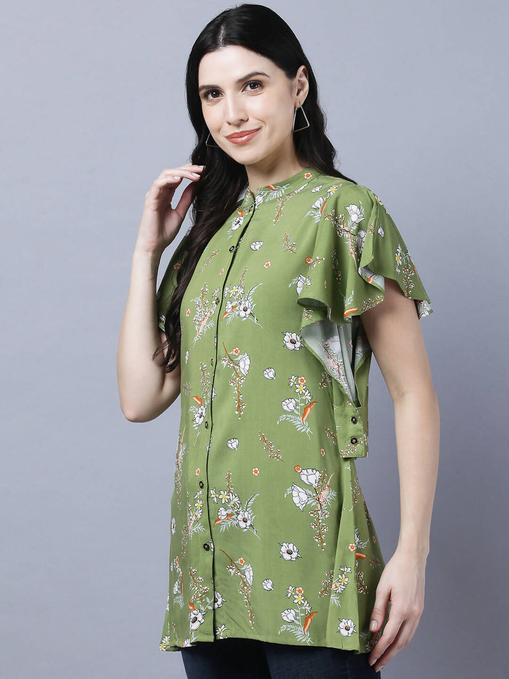 Myshka Stylish Green Viscose Short Sleeve Women's Top