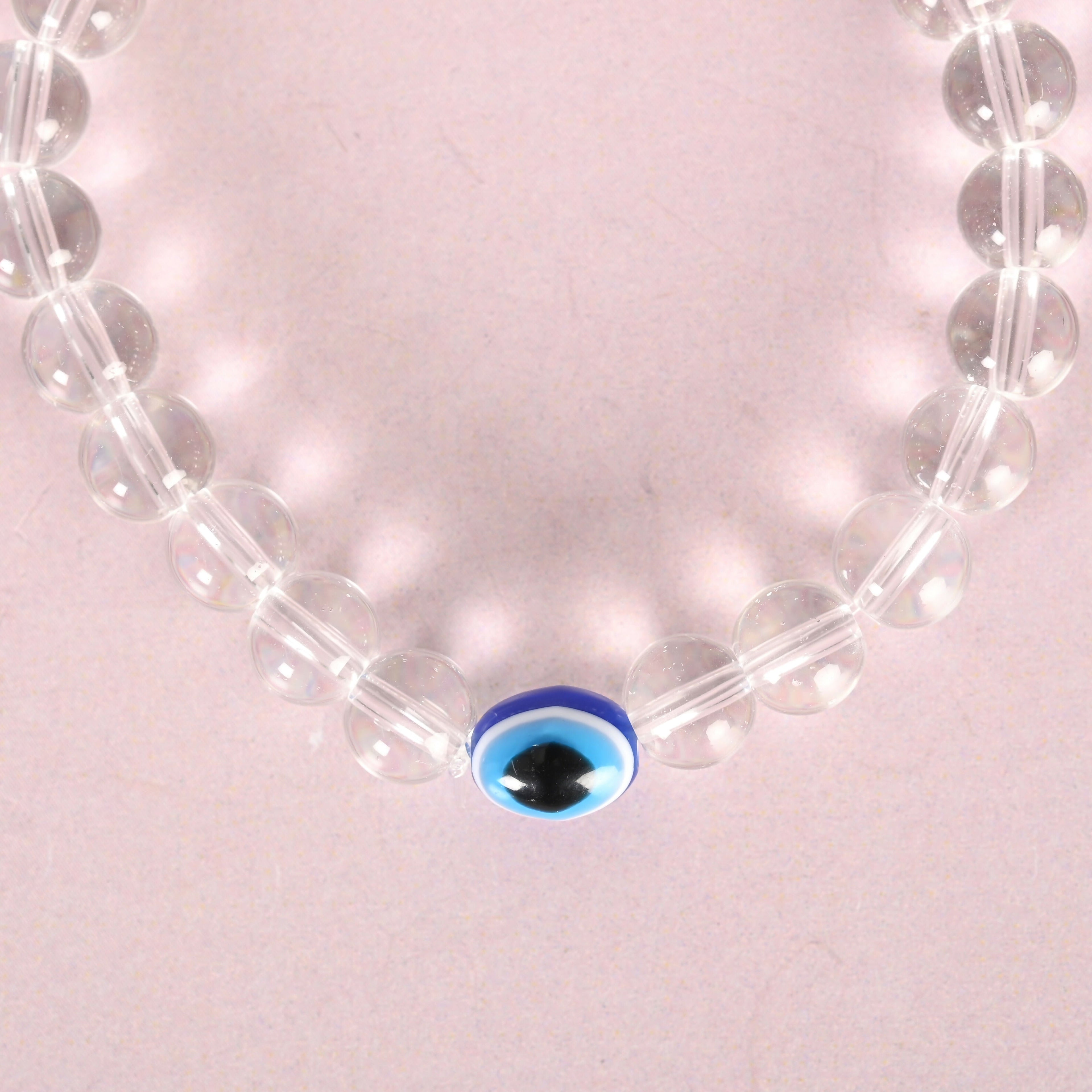 NVR Men & Women Transparent Beaded Elasticated Bracelet