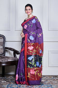 Morchari Multicolour Cotton Handloom Mirror Work Saree Unstitched Blouse