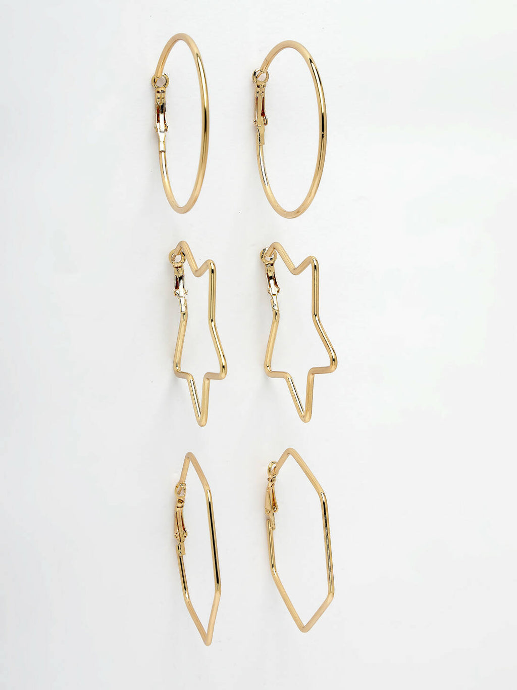 NVR Women Gold-Toned Geometric Hoop Earrings