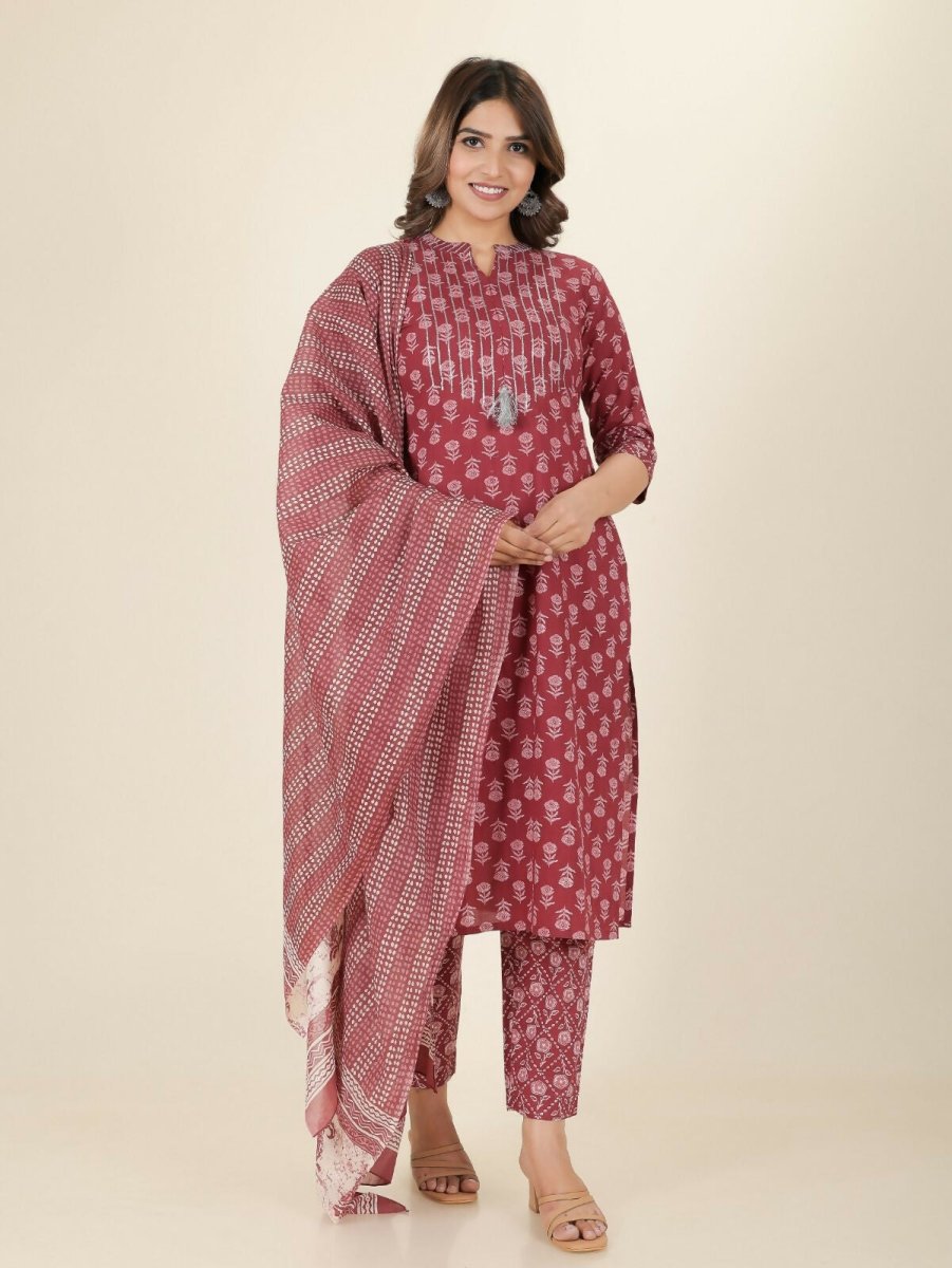 Aramya Straight Soft Cotton Block Print Women's Kurta - Pink