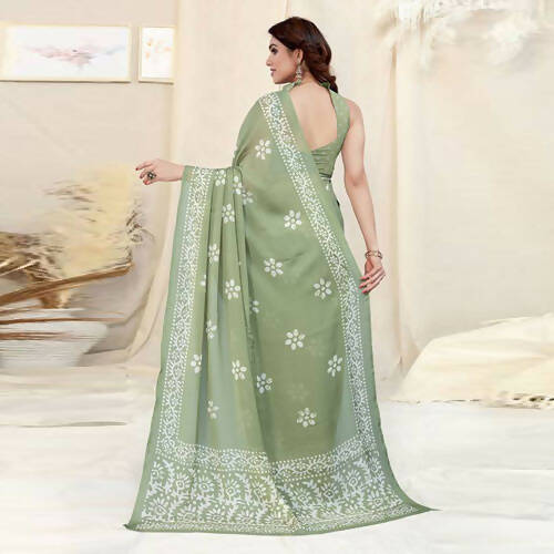Women's Partywear Designer Pista Chinon Shiffon Fancy Saree - Dyuti