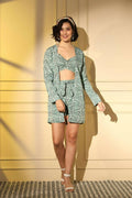 Turquoise Blue Platinum Creap Printed Co-Sets - Femella