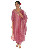 The52 Gajri Women's Beautiful Embroidered Rayon Fabric with Straight Kurta, Pant and Dupatta Set